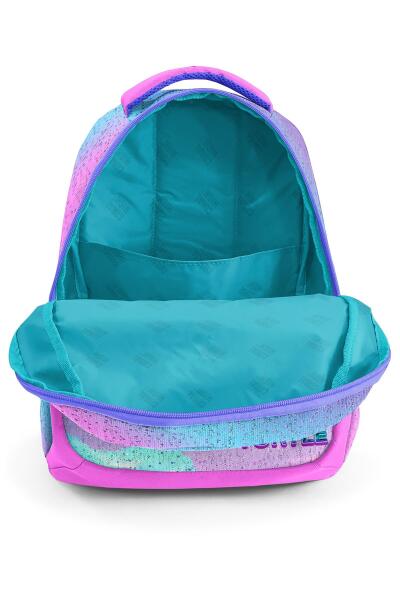 Coral High Kids Açık Pembe Mavi Kaplumbağa Desenli Üç Bölmeli Okul Sırt Çantası 23497 - 3
