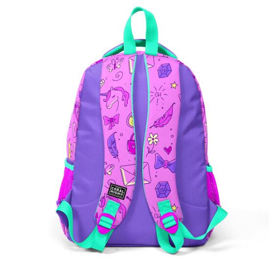 Coral High Kids Açık Pembe Mor Unicornlu Prenses Desenli 3’lü Okul Çanta Seti SET0123481 - 5