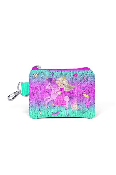 Coral High Kids Açık Pembe Mor Unicornlu Prenses Desenli Bozuk Para Çantası 21871 - 1
