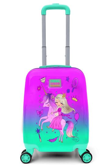 Coral High Kids Açık Pembe Mor Unicornlu Prenses Desenli Çocuk Valizi 16722 