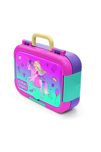 Coral High Kids Açık Pembe Mor Unicornlu Prenses Desenli Paslanmaz Çelik Beslenme Kabı 39321 - 4
