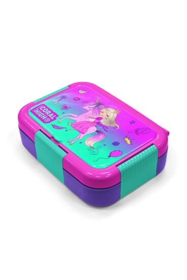 Coral High Kids Açık Pembe Mor Unicornlu Prenses Desenli Paslanmaz Çelik Beslenme Kabı 39321 - 2