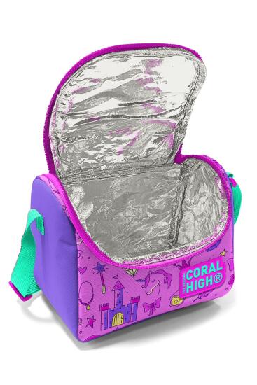 Coral High Kids Açık Pembe Mor Unicornlu Prenses Desenli Thermo Beslenme Çantası 11863 - 4
