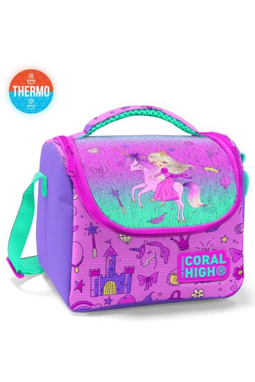 Coral High Kids Açık Pembe Mor Unicornlu Prenses Desenli Thermo Beslenme Çantası 11863 - 1