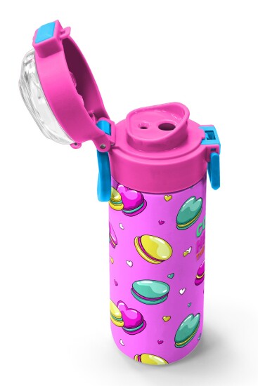Coral High Kids Açık Pembe Su Yeşili Makaron Desenli Pipetli ve Direkt İçim Çelik Termos 500 ml 31912 - 6