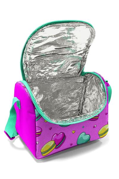 Coral High Kids Açık Pembe Su Yeşili Makaron Desenli Thermo Beslenme Çantası 11701 - 4