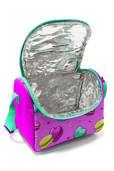 Coral High Kids Açık Pembe Su Yeşili Makaron Desenli Thermo Beslenme Çantası 11701 - 4