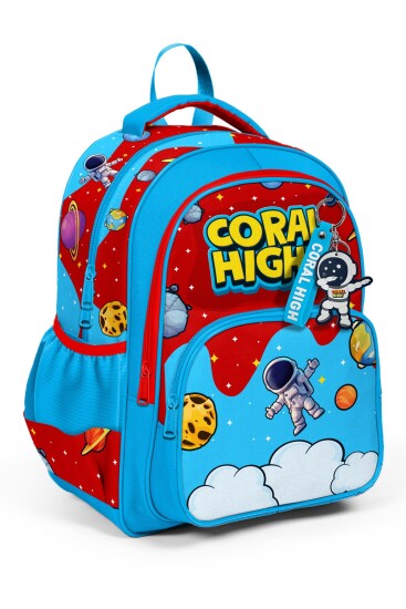Coral High Kids Astronot Uzay Desenli Üç Bölmeli Okul Sırt Çantası 33245 