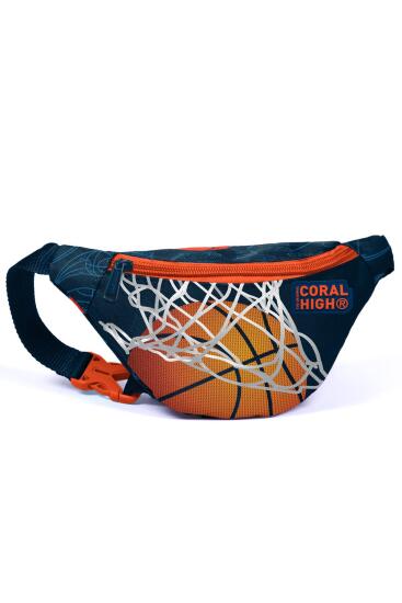 Coral High Kids Lacivert Turuncu Basketbol Desenli Bel Çantası 22551 - Coral High KIDS