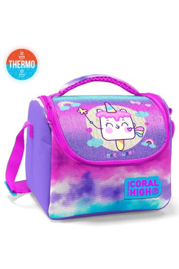 Coral High Kids Renkli Batik Unicorn Dondurma Desenli Thermo Beslenme Çantası 11862 