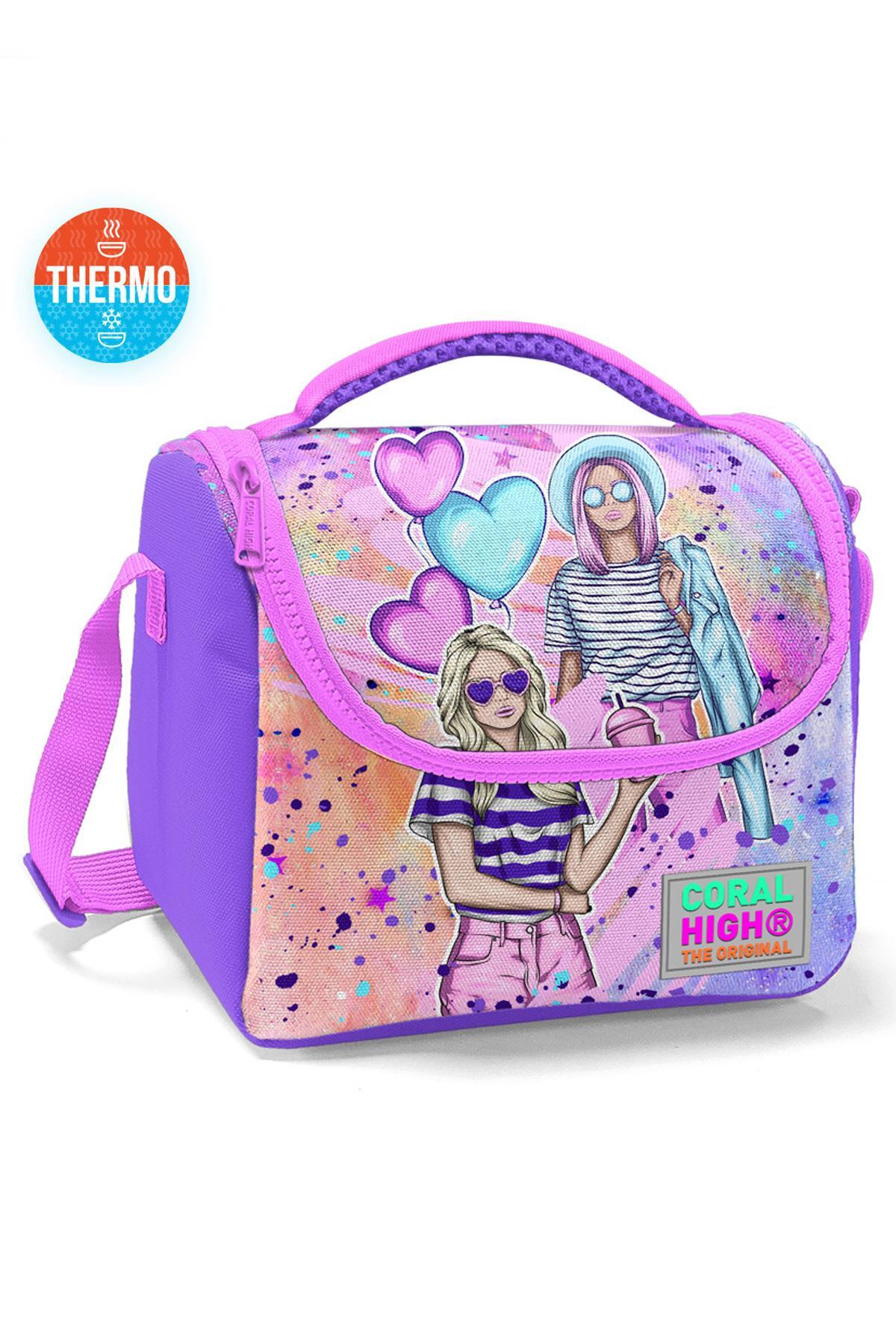 Coral High Kids Pembe Mor Fashion Girl Desenli Thermo Beslenme Çantası 11755