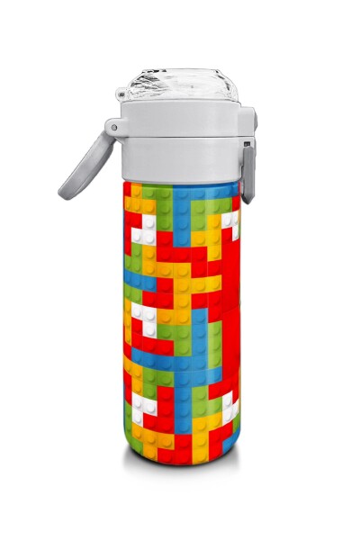 Coral High Kids Blok Desenli Pipetli ve Direkt İçim Çelik Termos 500 ml 31991 - 2