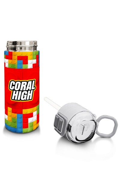 Coral High Kids Blok Desenli Pipetli ve Direkt İçim Çelik Termos 500 ml 31991 - 4