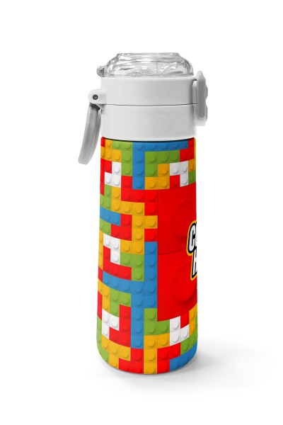 Coral High Kids Blok Desenli Pipetli ve Direkt İçim Çelik Termos 500 ml 31991 - 2