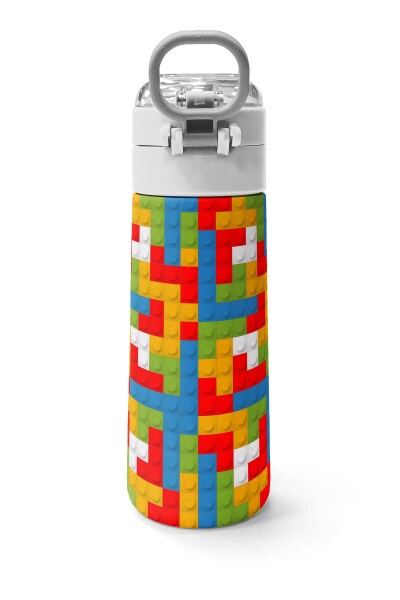 Coral High Kids Blok Desenli Pipetli ve Direkt İçim Çelik Termos 500 ml 31991 - 4
