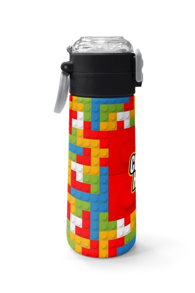 Coral High Kids Blok Desenli Pipetli ve Direkt İçim Çelik Termos 500 ml 31991 - 2