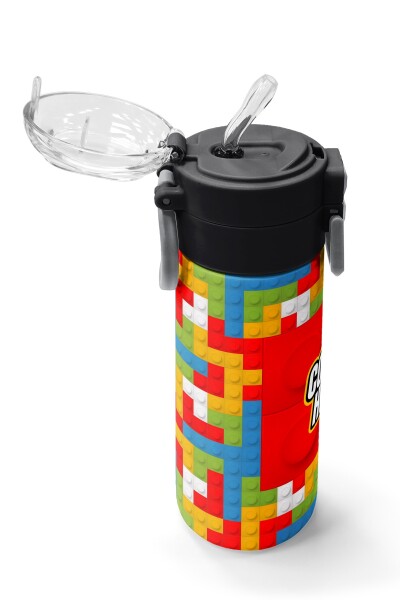 Coral High Kids Blok Desenli Pipetli ve Direkt İçim Çelik Termos 500 ml 31991 - 5