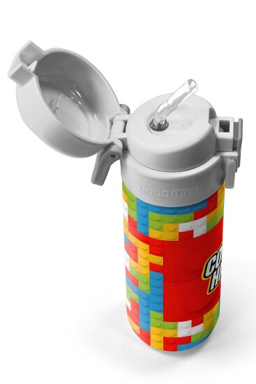 Coral High Kids Blok Desenli Pipetli ve Direkt İçim Çelik Termos 500 ml 31991 - 2