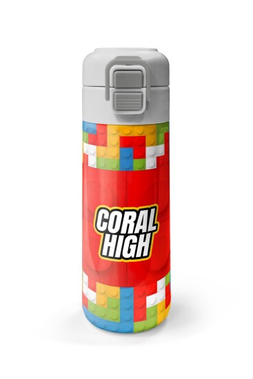 Coral High Kids Blok Desenli Pipetli ve Direkt İçim Çelik Termos 500 ml 31991 - 4