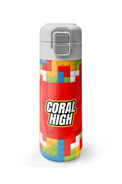 Coral High Kids Blok Desenli Pipetli ve Direkt İçim Çelik Termos 500 ml 31991 - 4