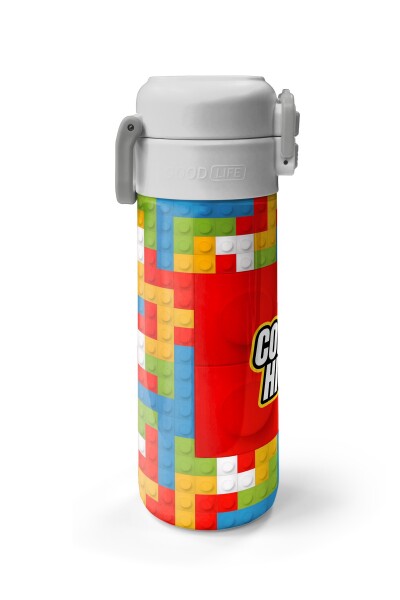 Coral High Kids Blok Desenli Pipetli ve Direkt İçim Çelik Termos 500 ml 31991 - 5
