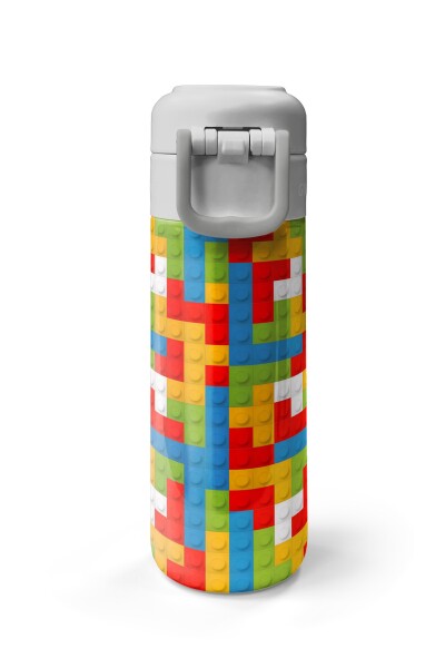 Coral High Kids Blok Desenli Pipetli ve Direkt İçim Çelik Termos 500 ml 31991 - 7