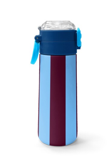 Coral High Kids Bordo Mavi Taraftar Desenli Pipetli ve Direkt İçim Çelik Termos 500 ml 31788 - 2