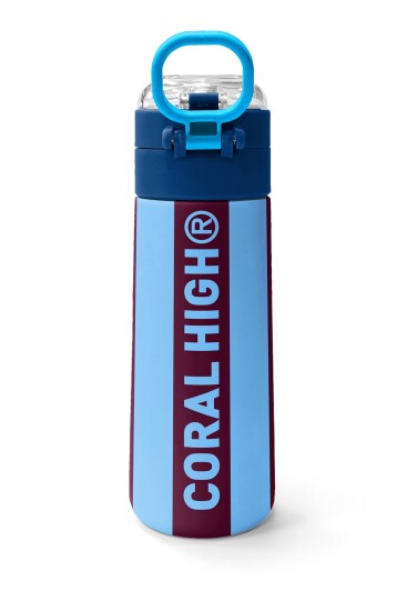Coral High Kids Bordo Mavi Taraftar Desenli Pipetli ve Direkt İçim Çelik Termos 500 ml 31788 - 4
