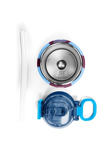 Coral High Kids Bordo Mavi Taraftar Desenli Pipetli ve Direkt İçim Çelik Termos 500 ml 31788 - 7
