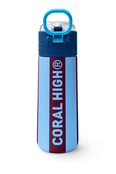 Coral High Kids Bordo Mavi Taraftar Desenli Pipetli ve Direkt İçim Çelik Termos 500 ml 31788 - 4