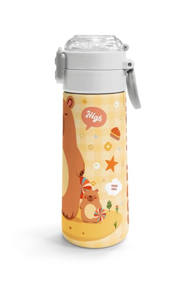 Coral High Kids Kapibara Desenli Pipetli ve Direkt İçim Çelik Termos 500 ml 31793 - 3
