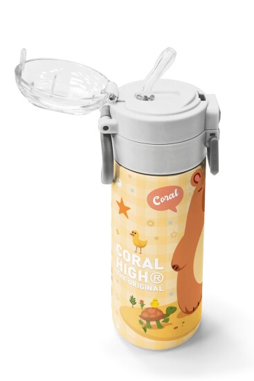 Coral High Kids Kapibara Desenli Pipetli ve Direkt İçim Çelik Termos 500 ml 31793 - 5