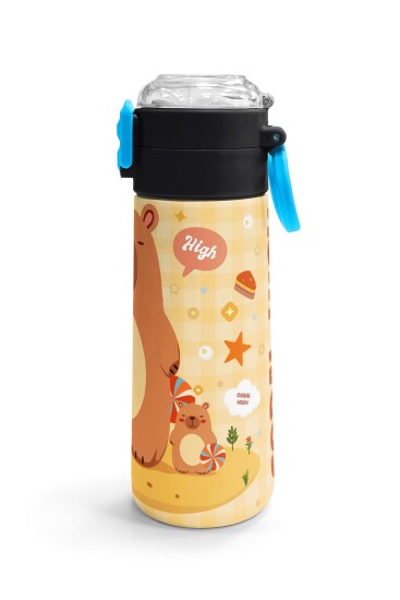 Coral High Kids Kapibara Desenli Pipetli ve Direkt İçim Çelik Termos 500 ml 31793 - 3