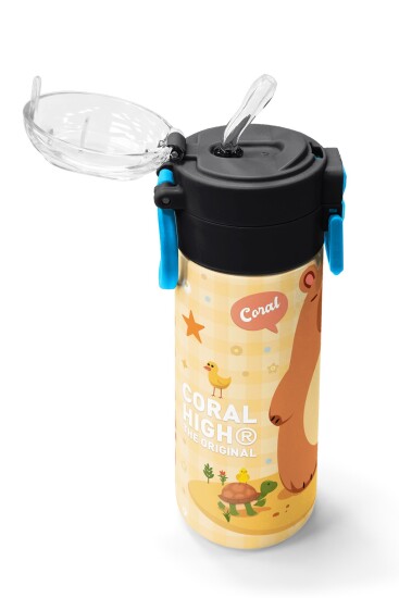 Coral High Kids Kapibara Desenli Pipetli ve Direkt İçim Çelik Termos 500 ml 31793 - 5