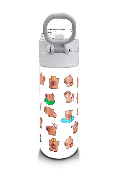 Coral High Kids Capybara Desenli Pipetli ve Direkt İçim Çelik Termos 500 ml 31794 - 3