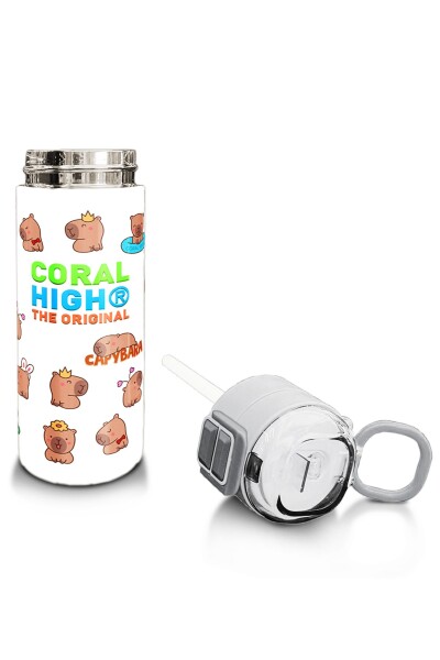 Coral High Kids Capybara Desenli Pipetli ve Direkt İçim Çelik Termos 500 ml 31794 - 4
