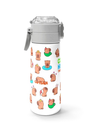 Coral High Kids Kapibara Desenli Pipetli ve Direkt İçim Çelik Termos 500 ml 31794 - 2