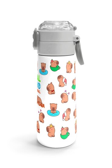 Coral High Kids Kapibara Desenli Pipetli ve Direkt İçim Çelik Termos 500 ml 31794 - 3