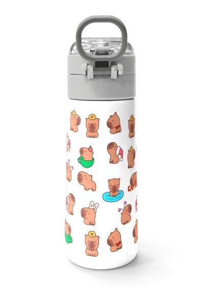 Coral High Kids Kapibara Desenli Pipetli ve Direkt İçim Çelik Termos 500 ml 31794 - 4