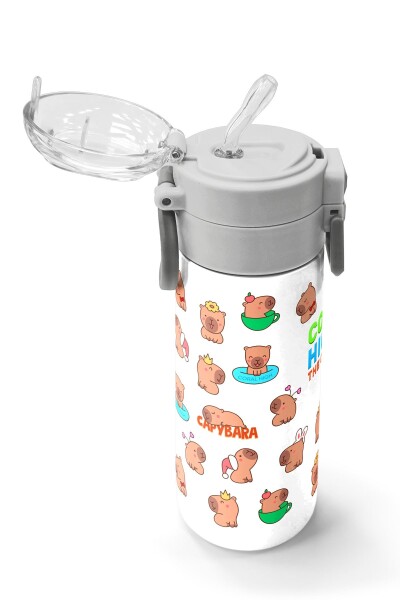 Coral High Kids Kapibara Desenli Pipetli ve Direkt İçim Çelik Termos 500 ml 31794 - 5