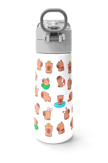 Coral High Kids Kabibara Desenli Pipetli ve Direkt İçim Çelik Termos 500 ml 31794 - 5