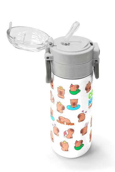 Coral High Kids Kabibara Desenli Pipetli ve Direkt İçim Çelik Termos 500 ml 31794 - 6