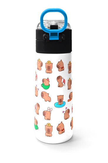 Coral High Kids Kabibara Desenli Pipetli ve Direkt İçim Çelik Termos 500 ml 31794 - 5