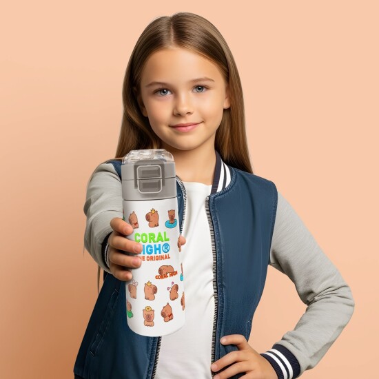 Coral High Kids Kabibara Desenli Pipetli ve Direkt İçim Çelik Termos 500 ml 31794 - 4