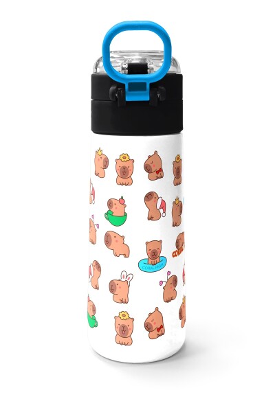 Coral High Kids Kabibara Desenli Pipetli ve Direkt İçim Çelik Termos 500 ml 31794 - 5