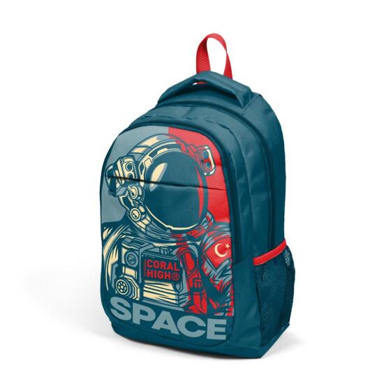 Coral High Kids Çivit Kırmızı Astronot Desenli 3’lü Okul Çanta Seti SET0114389 - 2
