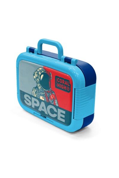 Coral High Kids Çivit Kırmızı Astronot Desenli Paslanmaz Çelik Beslenme Kabı 39345 - 4