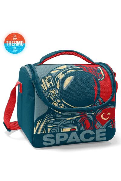 Coral High Kids Çivit Kırmızı Astronot Desenli Thermo Beslenme Çantası 11840 - 1