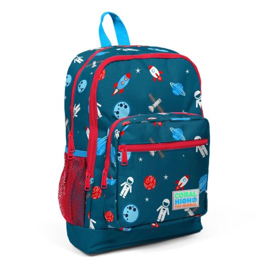 Coral High Kids Çivit Kırmızı Uzay Desenli 3’lü Okul Çanta Seti SET0123116 - 2