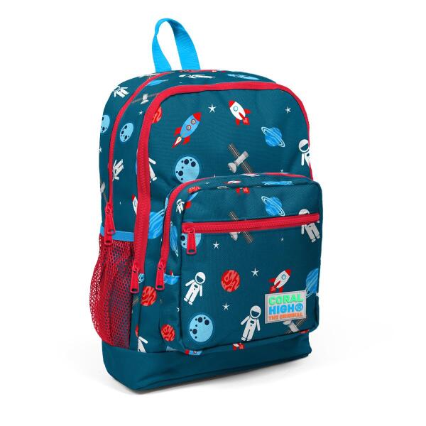 Coral High Kids Çivit Kırmızı Uzay Desenli 3’lü Okul Çanta Seti SET0123116 - 2
